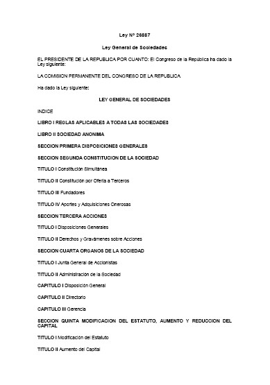 Portada de Ley General de Sociedades