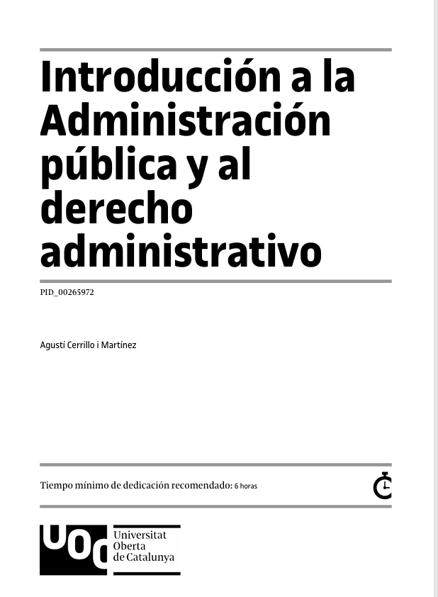 Portada de INTRODUCCIÓN A LA ADMINISTRACIÓN PÚBLICA Y AL DERECHO ADMINISTRATIVO